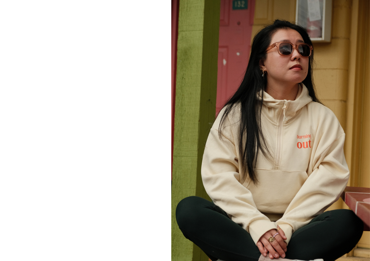 burning out hoodie - buttery yellow