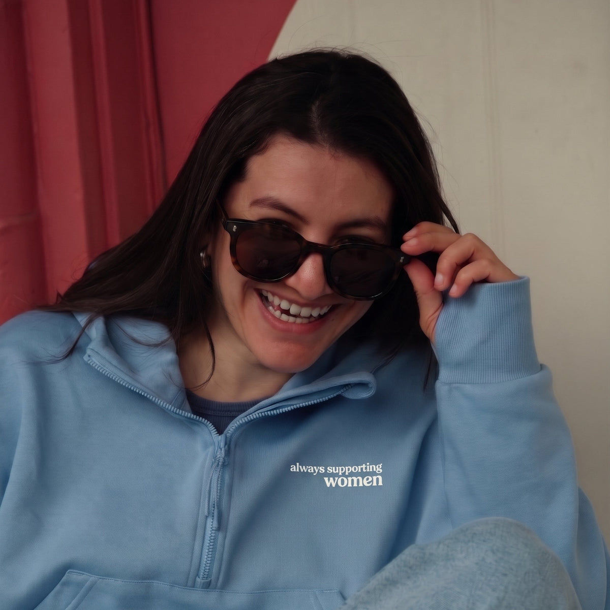 always supporting women hoodie - sky blue
