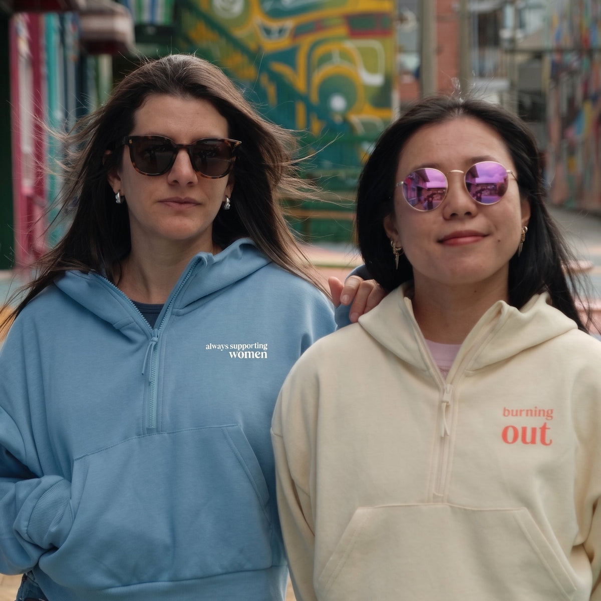 always supporting women hoodie - sky blue
